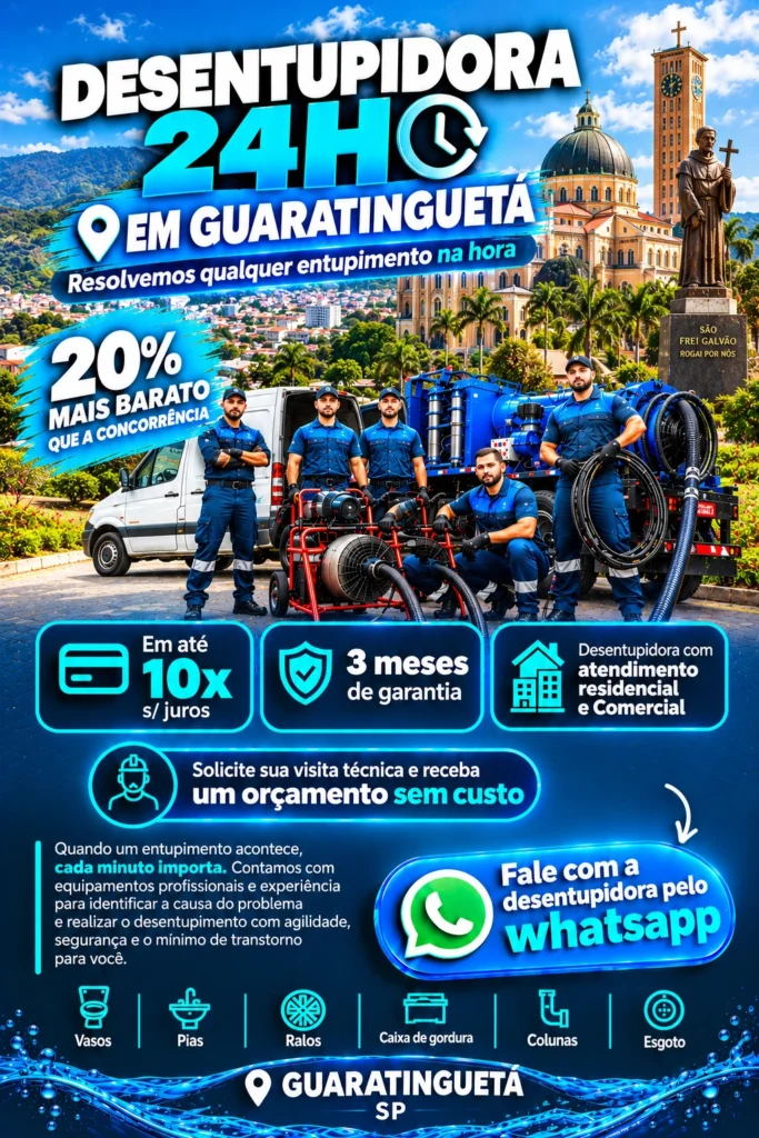 Desentupidora em Guaratinguetá